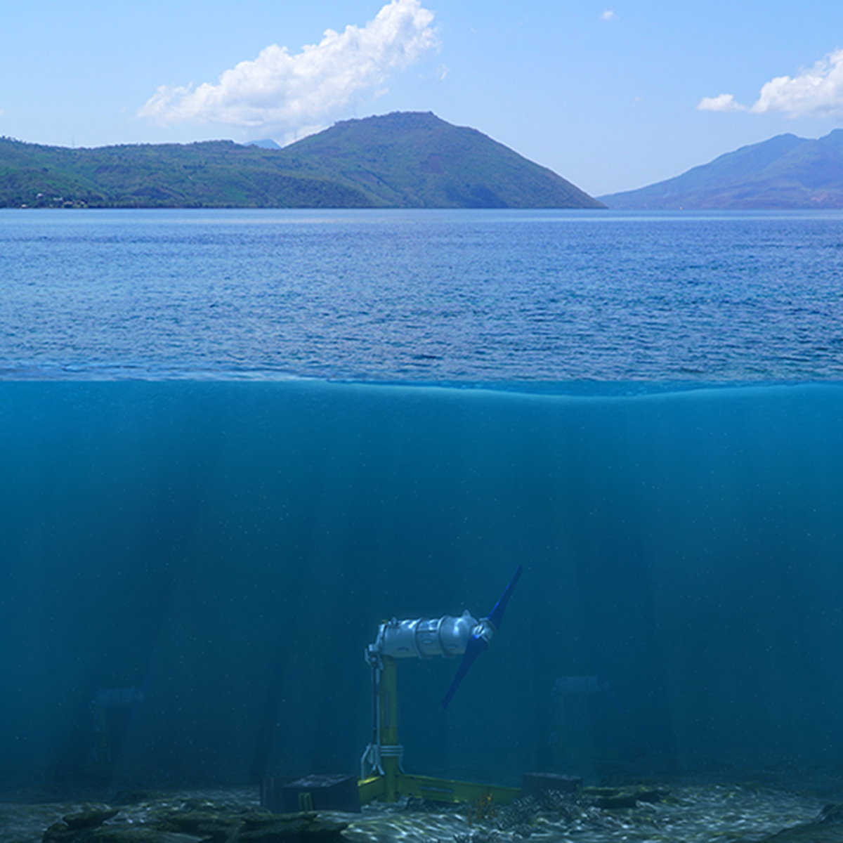 View of Nova’s tidal turbine technology sititng on the seabed.